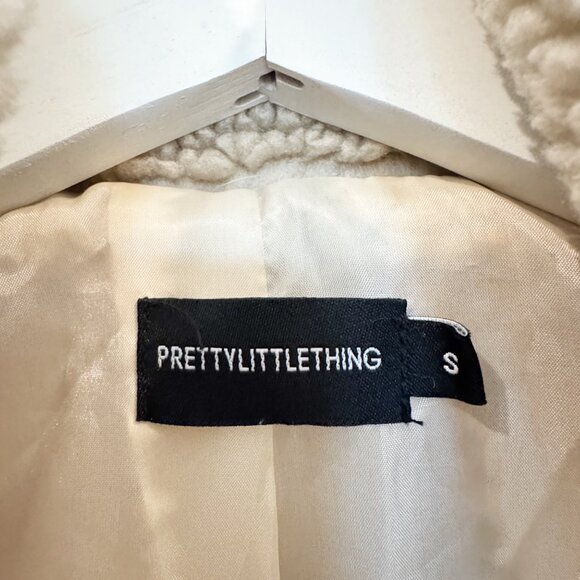 Pretty Little Thing Zip Up Sherpa Teddy Jacket Short Coat Fleece Winter Small - Picture 7 of 9